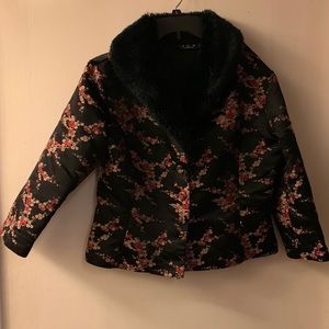 Fur Collar Cherry Blossom Jacket